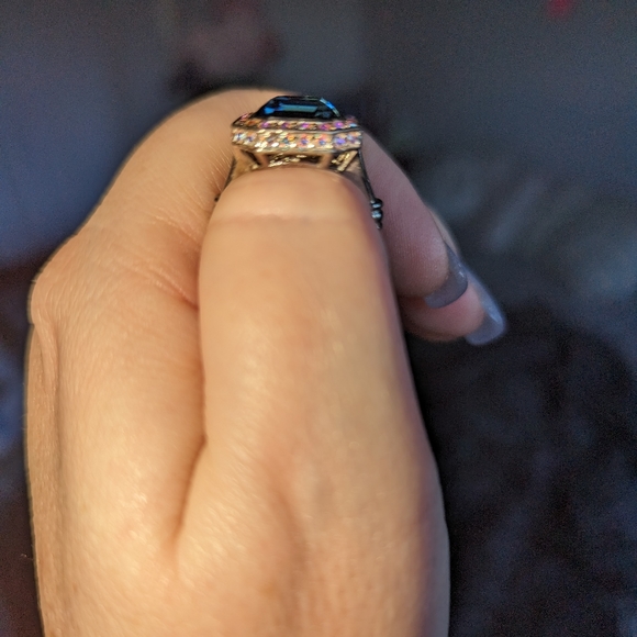 London topaz and AB Swarovski Ring size 7 Sterling silver - Picture 7 of 9